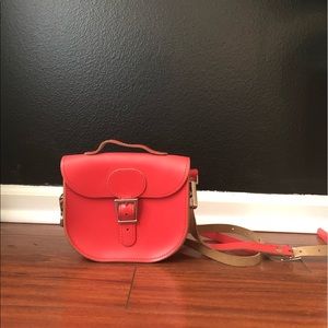 Small Cherry Read Leather Satchel